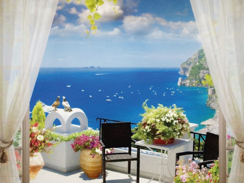 Fototapeta Kleiner Balkon am Meer