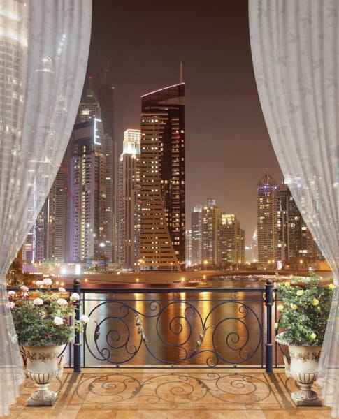 Fototapeta Balkon mit Blick auf die Metropole