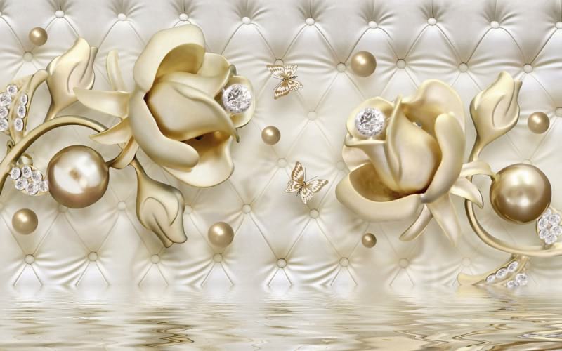 Fototapeta Goldene Rosen und Diamanten
