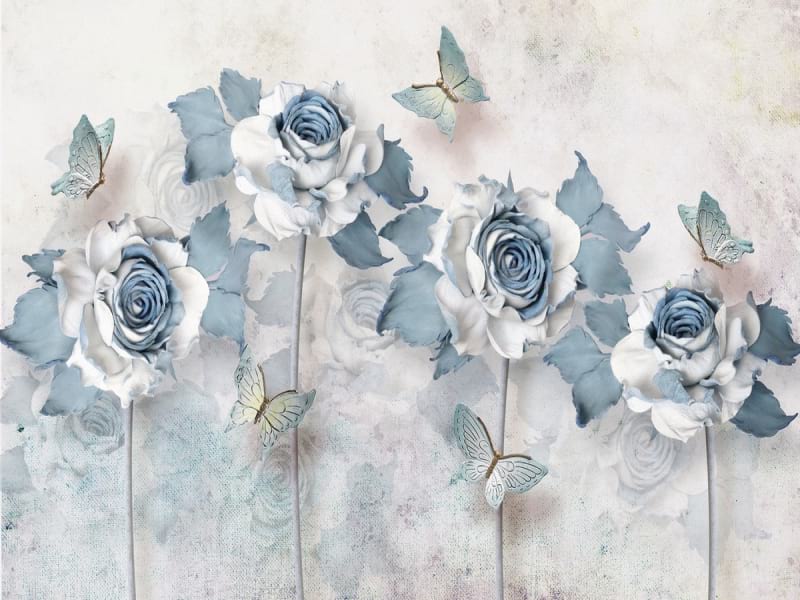 Fototapeta Rosen und Schmetterlinge