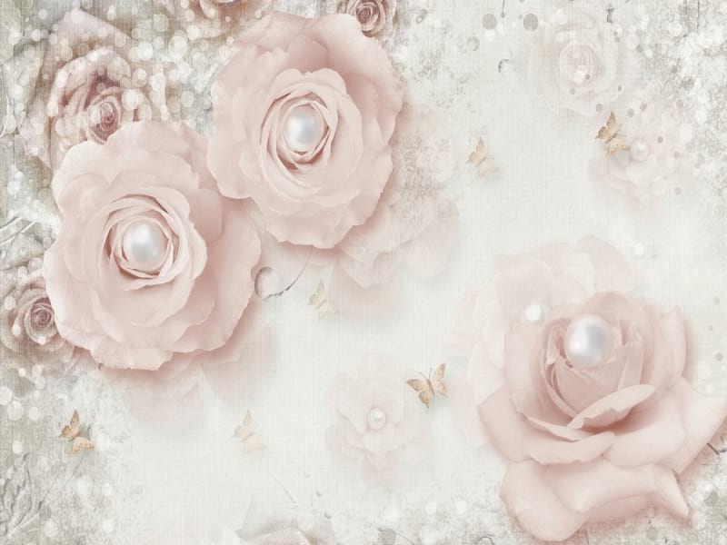 Fototapeta Zarte Rosen und Perlen
