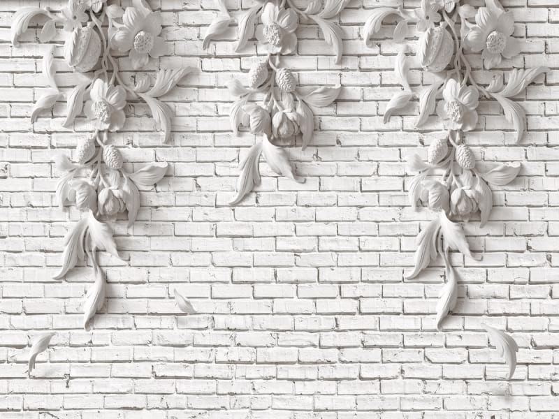 Fototapeta Steinblumen an der Wand