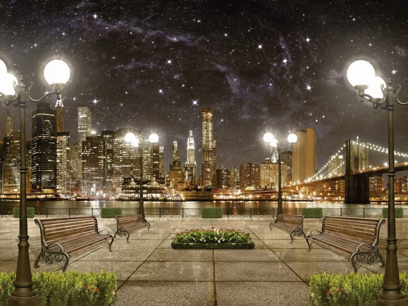 Fototapeta Damm in New York bei Nacht
