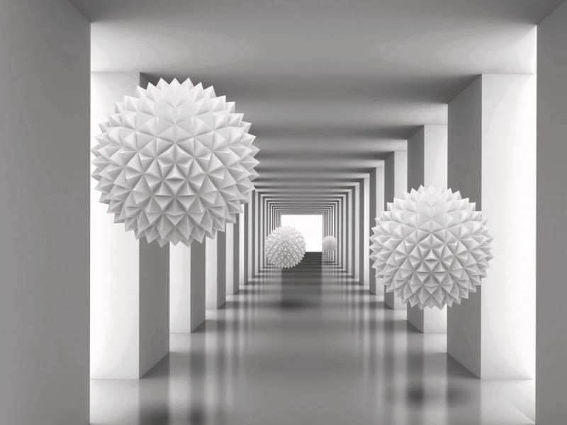 Fototapeta Korridor und 3D-Kugeln