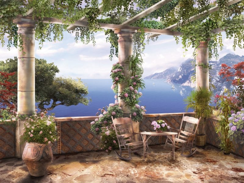 Fototapeta Sommerterrasse am Meer