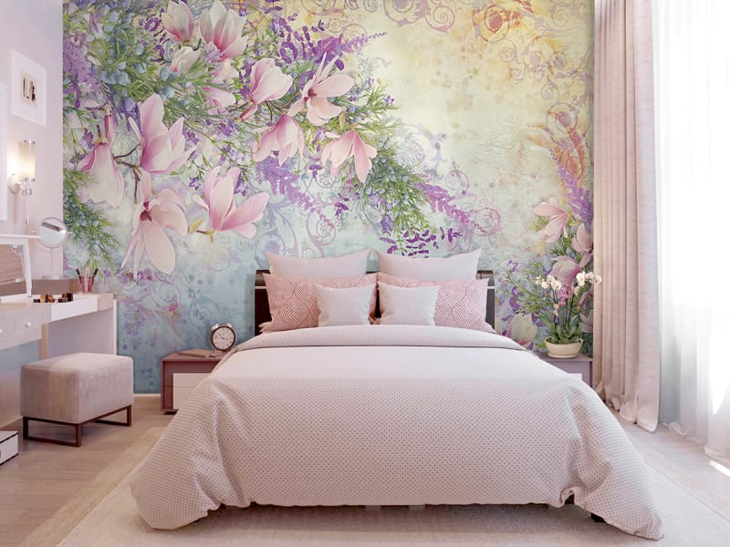 Fototapeta Herrliche Magnolien we wnętrzu sypialni