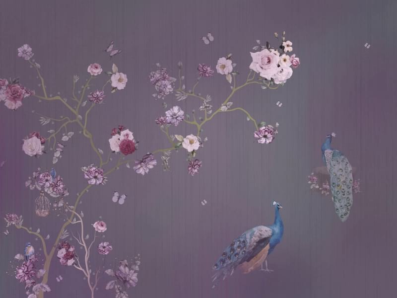 Fototapeta Pfauen und Blumen