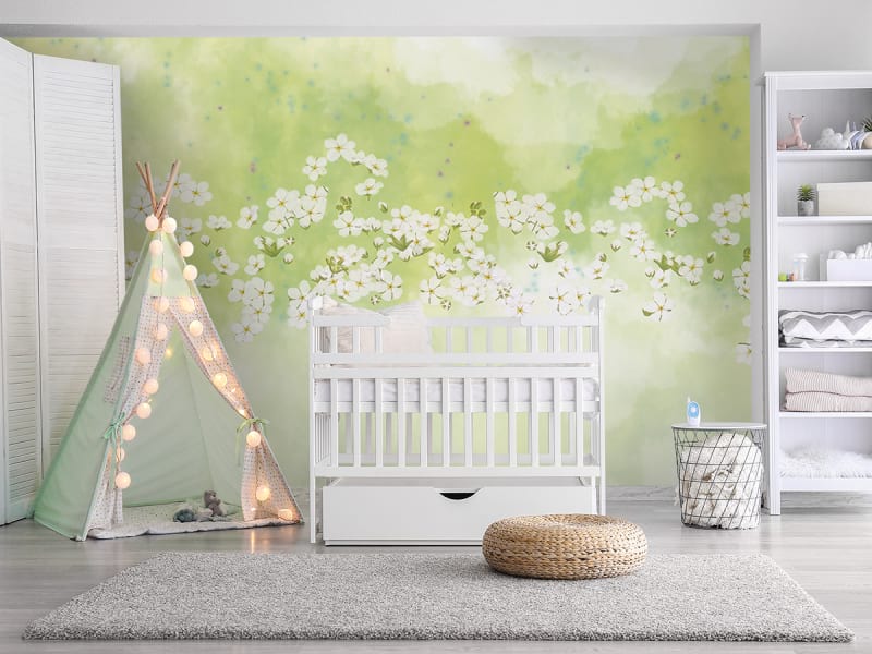Fototapeta Schwebende Blumen we wnętrzu pokoju dziecka
