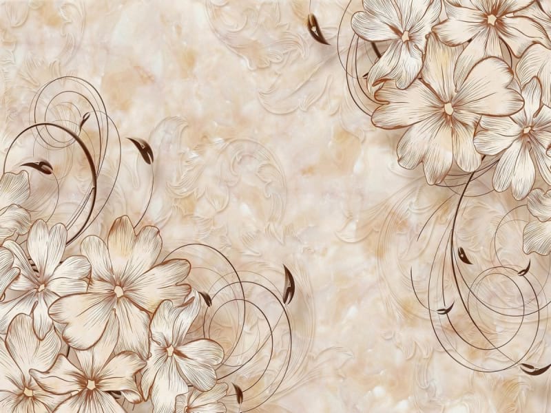 Fototapeta Blumenmuster auf Marmor