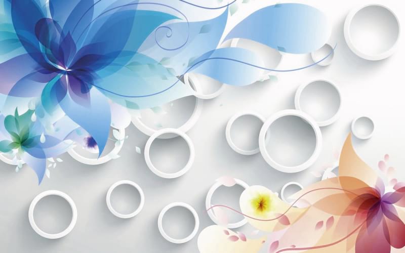 Fototapeta Blumenmuster und Ringe 3D