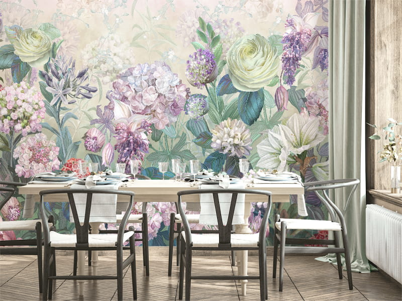 Fototapeta Zeichnung von Blumen we wnętrzu kuchni