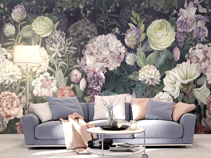 Fototapeta Große Blumen we wnętrzu salonu