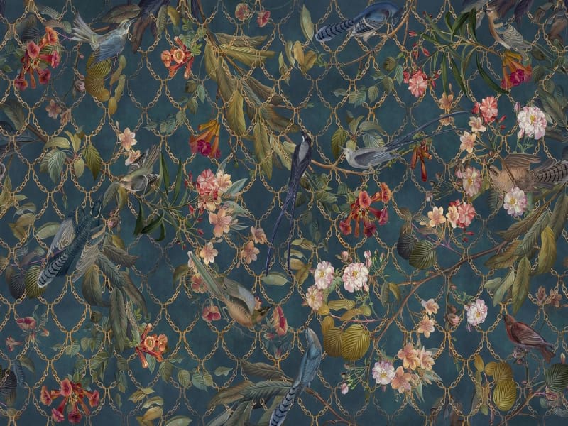 Fototapeta Vögel und Blumen