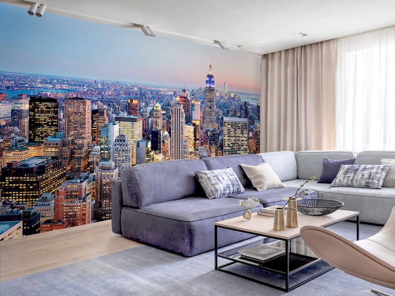 Fototapeta New York bei Nacht we wnętrzu salonu