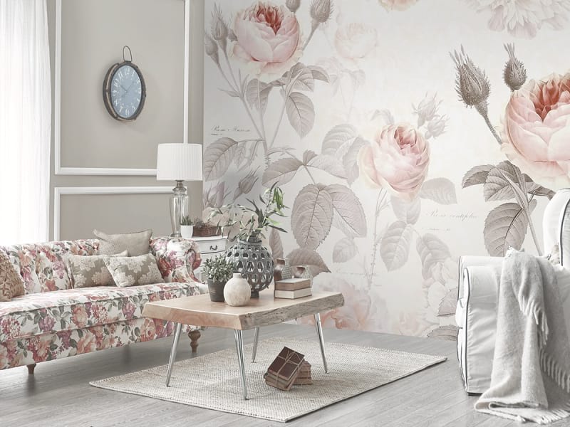 Fototapeta Üppige Gartenrosen we wnętrzu salonu
