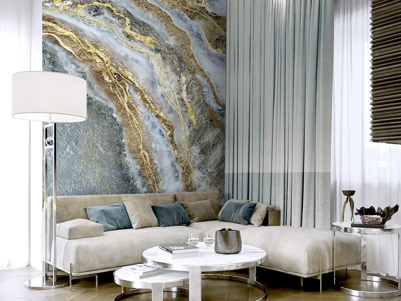 Fototapeta Goldene Wellen we wnętrzu salonu