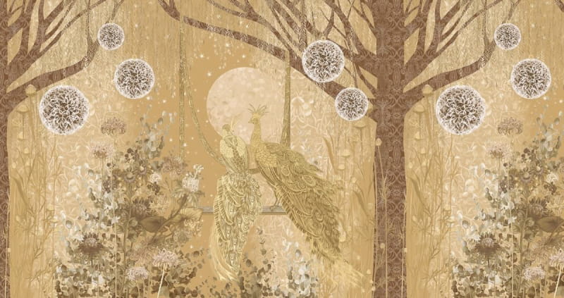 Fototapeta Pfauen im goldenen Wald