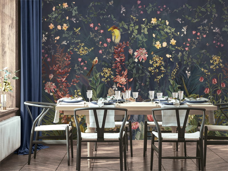 Fototapeta Märchenhafte Blumen we wnętrzu kuchni