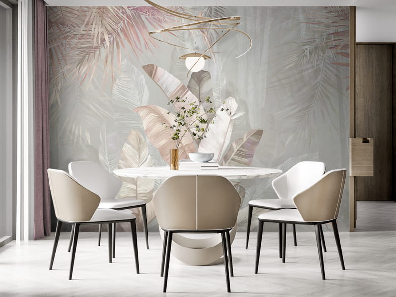 Fototapeta Palmblätter in Beige von we wnętrzu kuchni