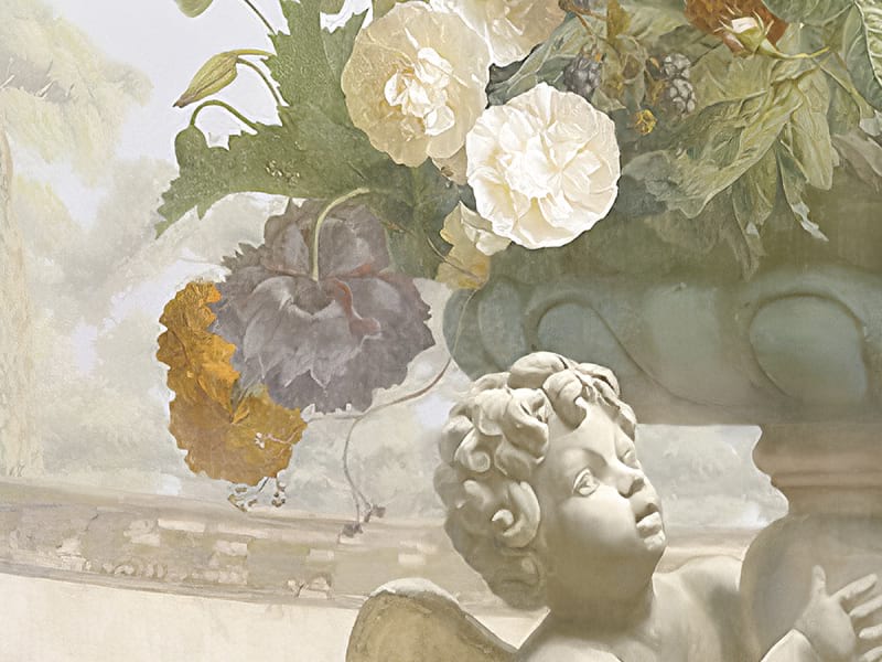 Fototapeta Üppige Blumen und Brunnen fragment # 1