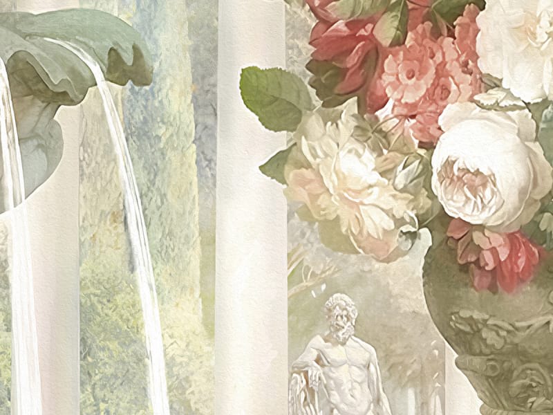 Fototapeta Anmutige Blumen und Brunnen fragment #2