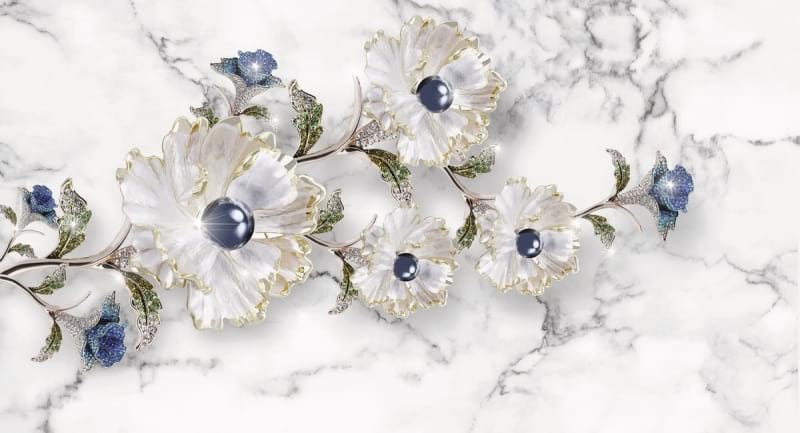 Fototapeta Luxuriöse Blumen auf Marmor