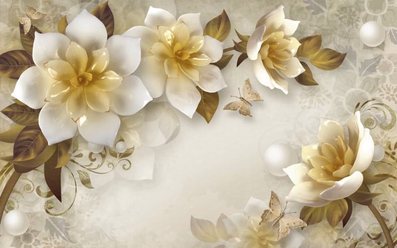 Fototapeta 3D-Blumen und Perlen