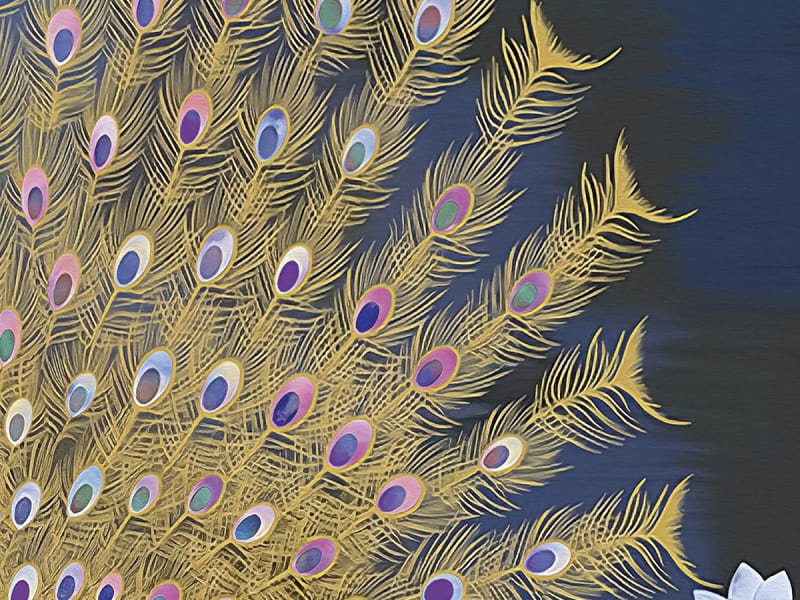 Fototapeta Pfau in einem blühenden Garten fragment # 1
