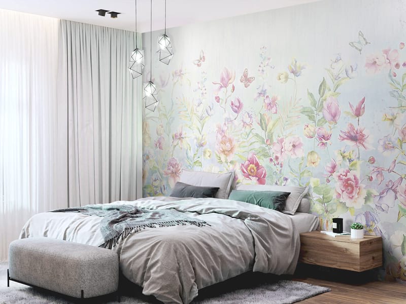Fototapeta Frühlingswildblumen we wnętrzu sypialni