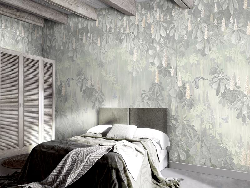 Fototapeta Kastanienblüte we wnętrzu sypialni