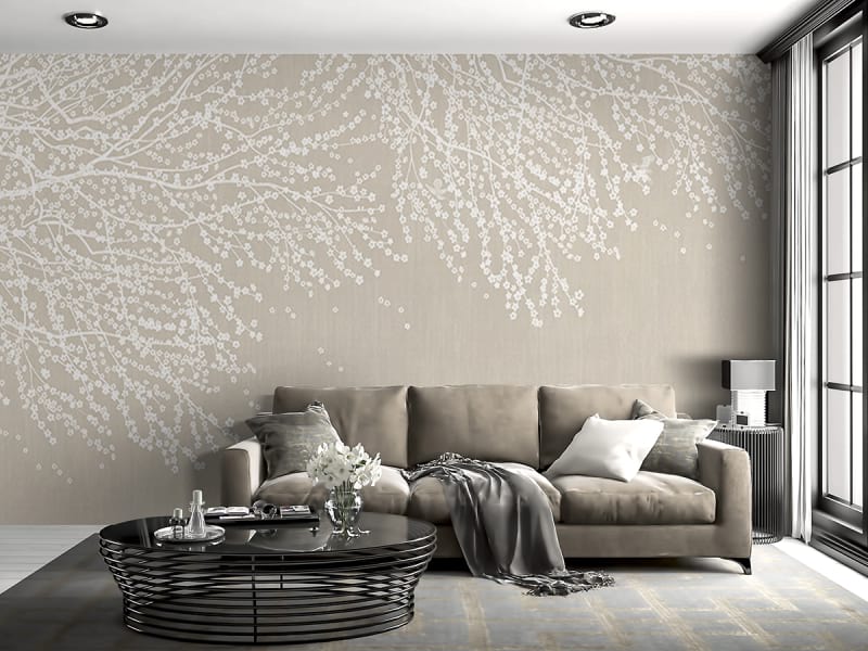Fototapeta Weiß blühender Baum we wnętrzu salonu