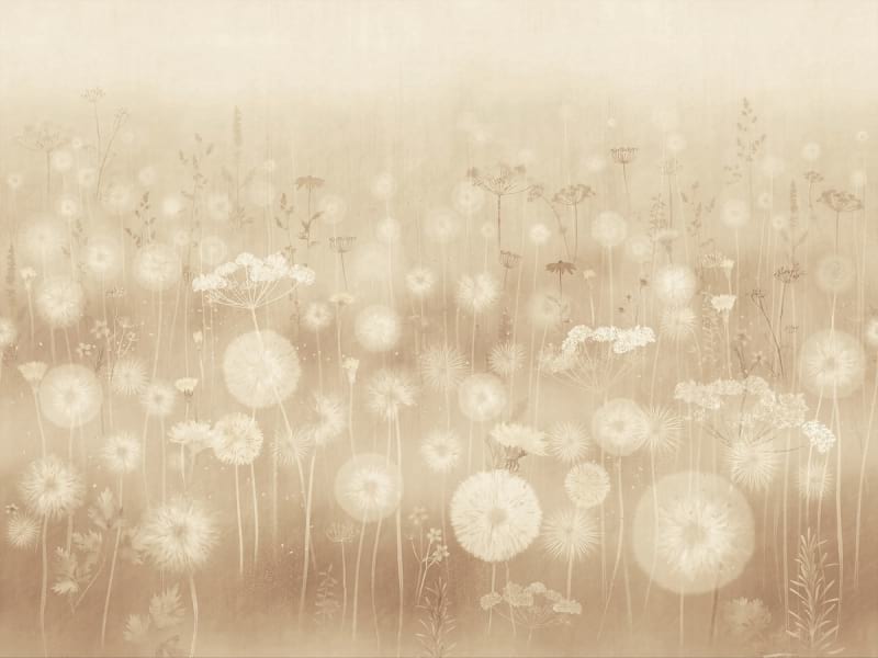 Fototapeta Löwenzahnfeld im Nebel