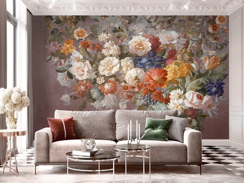 Fototapeta Frühlingsmalerischer Blumenstrauß we wnętrzu salonu