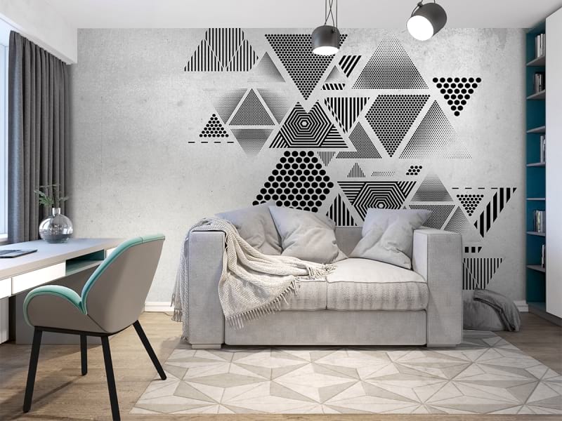 Fototapeta Geometriedreiecke we wnętrzu pokoju nastolatka