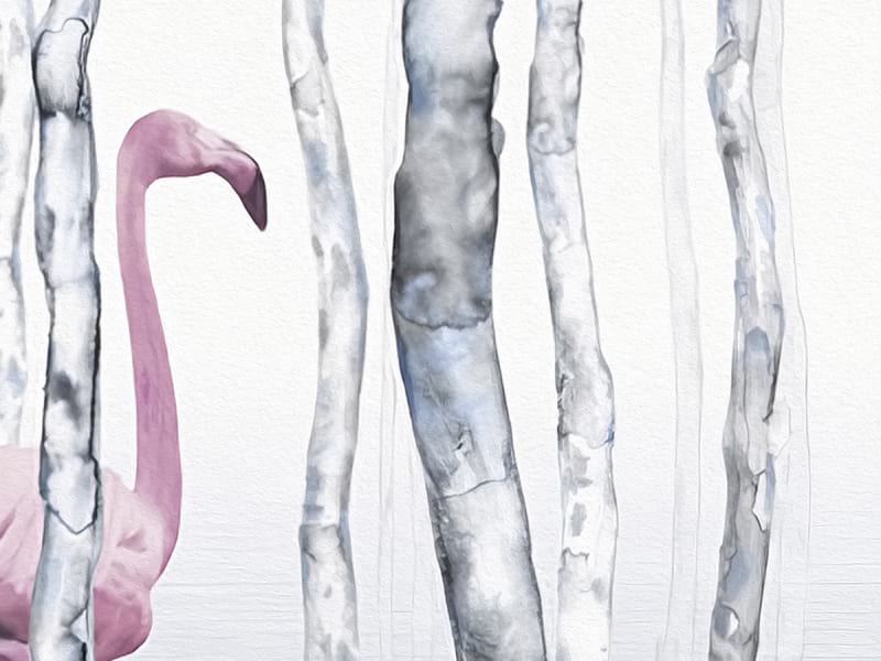 Fototapeta Flamingo im Frühlingswald fragment # 1