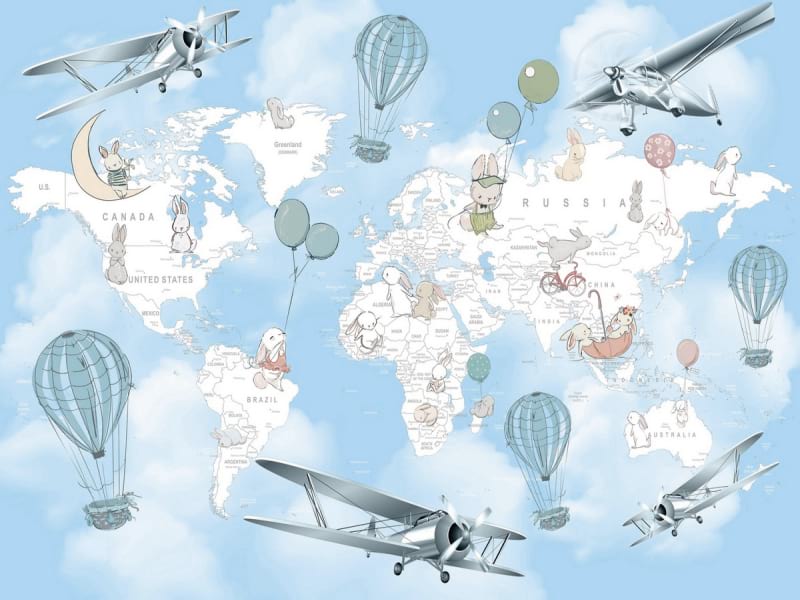 Fototapeta Kinderkarte mit Flugzeugen
