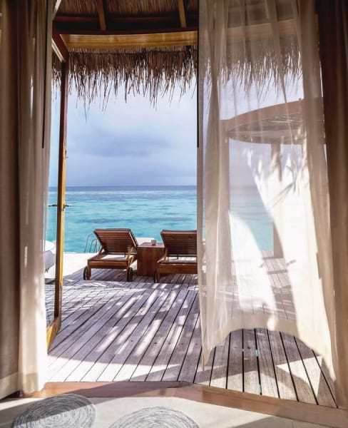 Fototapeta Bungalow mit Meerblick