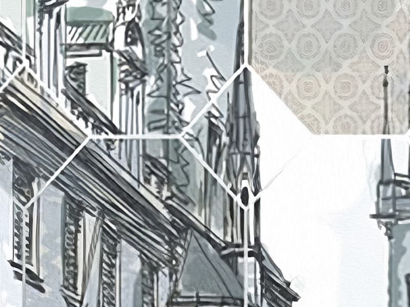 Fototapeta Zeichnung von Prag im Morgengrauen fragment # 1