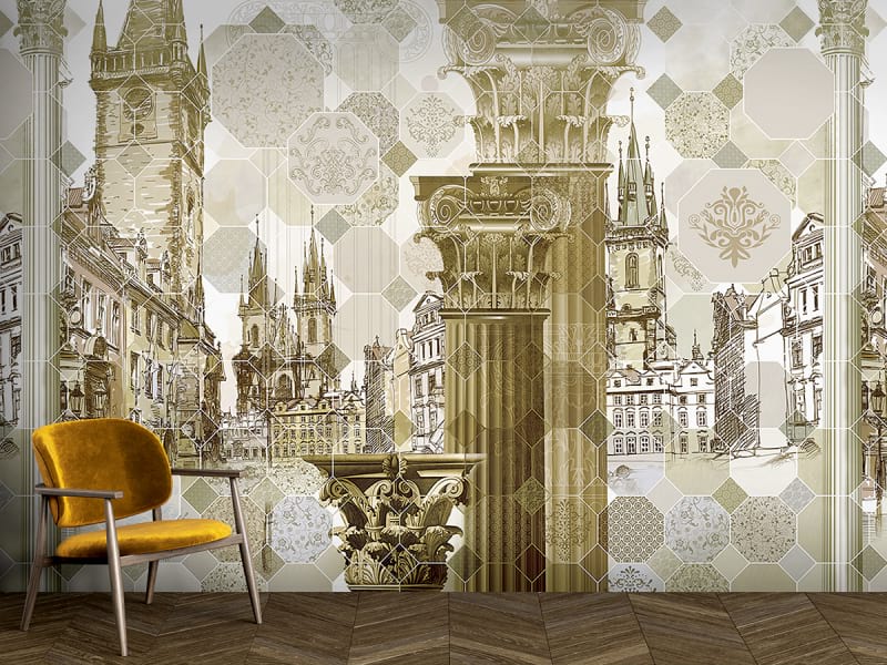 Fototapeta Goldenes Prag we wnętrzu przedpokoju