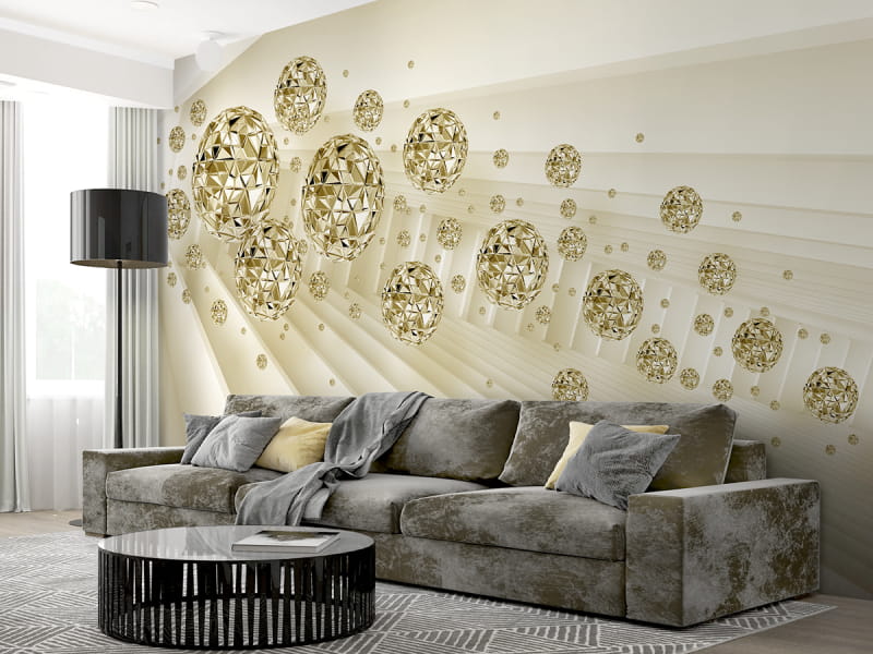 Fototapeta Goldene Kugeln we wnętrzu salonu