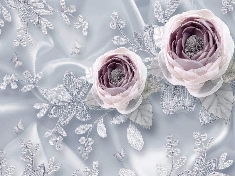 Fototapeta Anmutige Blumen auf Stoff