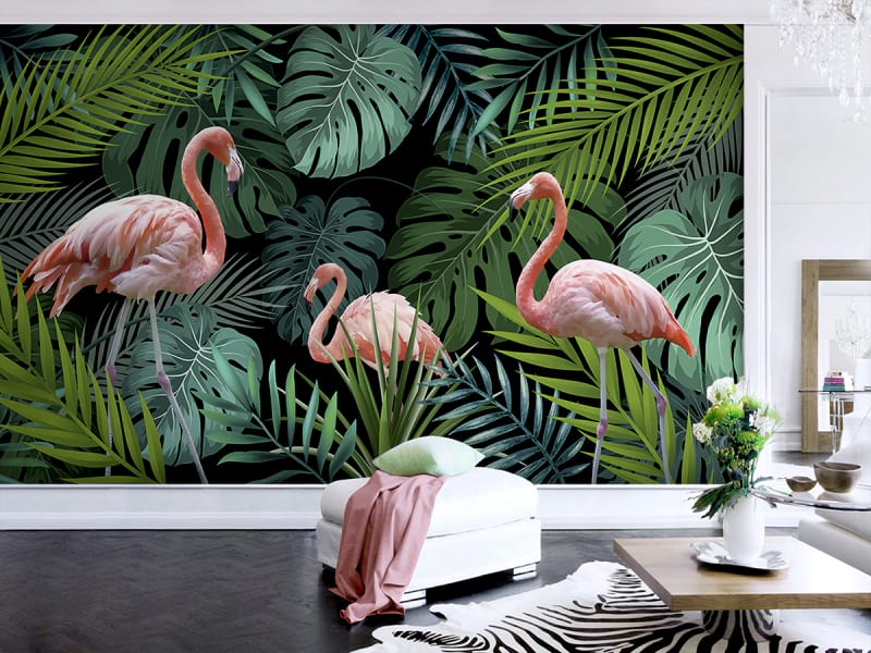 Fototapeta Flamingo im Dschungel we wnętrzu salonu