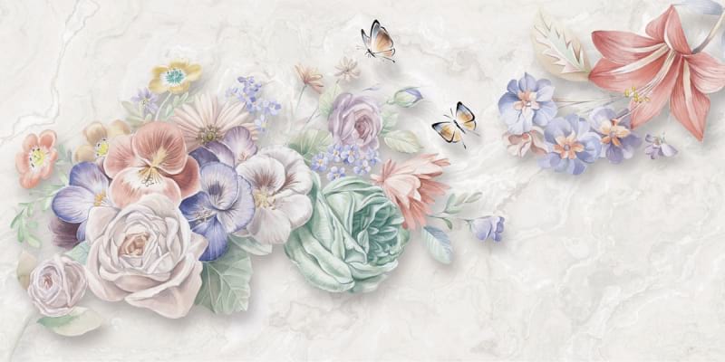Fototapeta Bemalte Blumen auf Marmor