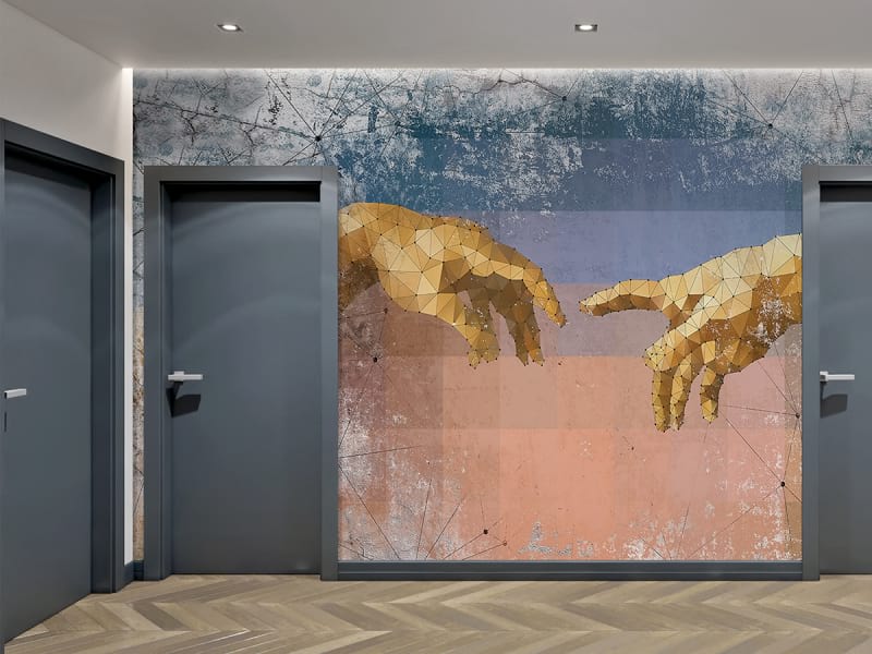 Fototapeta Erschaffung von Adams Händen we wnętrzu przedpokoju