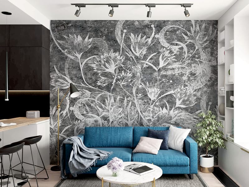 Fototapeta Blumenmuster we wnętrzu salonu