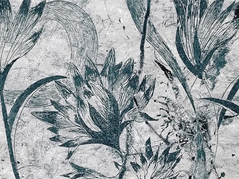 Fototapeta Dunkelgrünes Blumenmuster fragment # 1