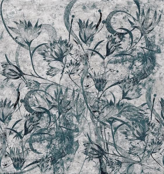Fototapeta Dunkelgrünes Blumenmuster