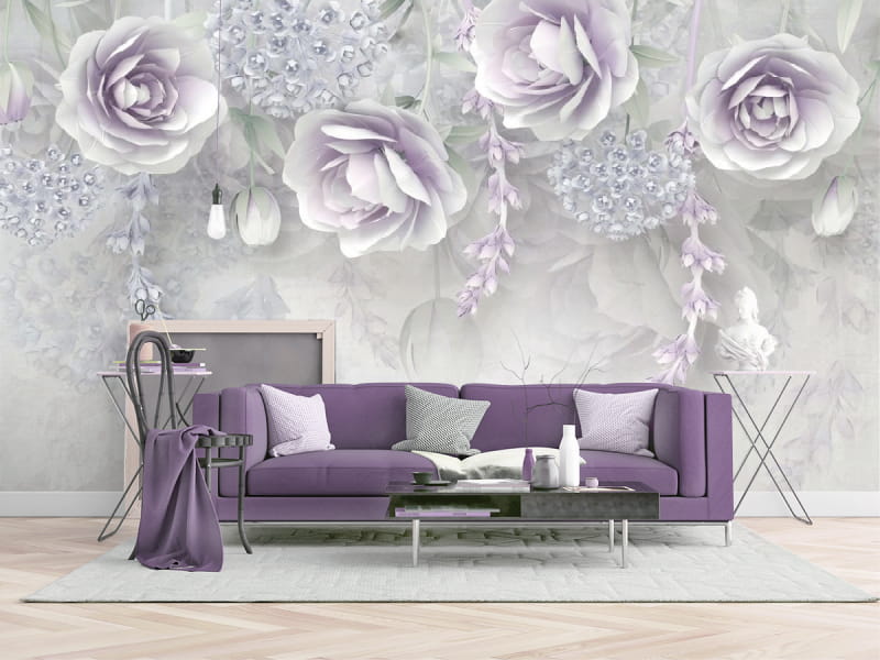 Fototapeta Zarte Blumen 3D we wnętrzu salonu
