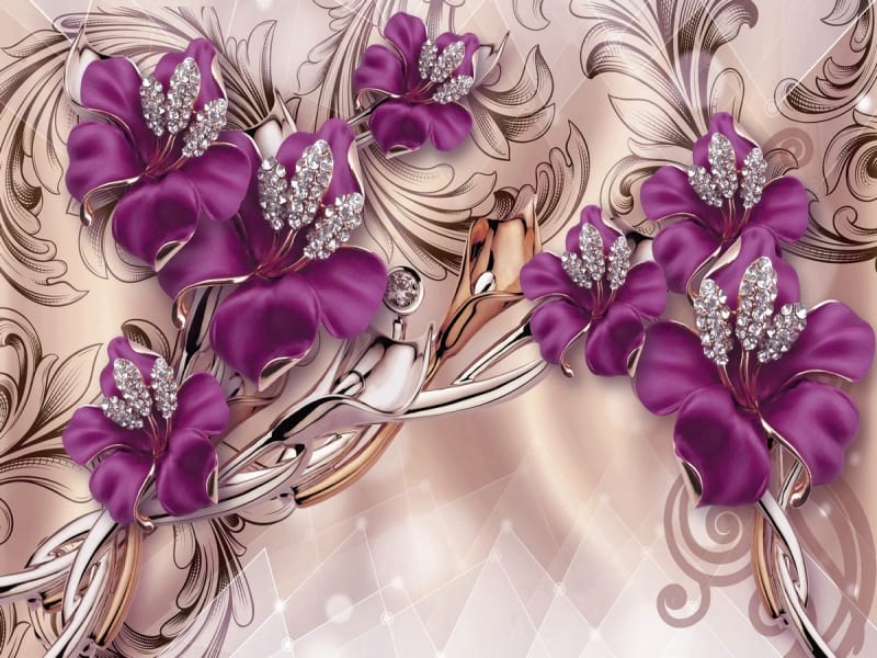 Fototapeta Lila Blumen in Diamanten