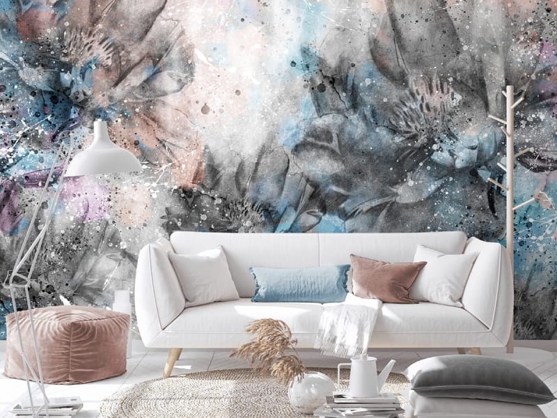 Fototapeta Aquarellblumen we wnętrzu salonu